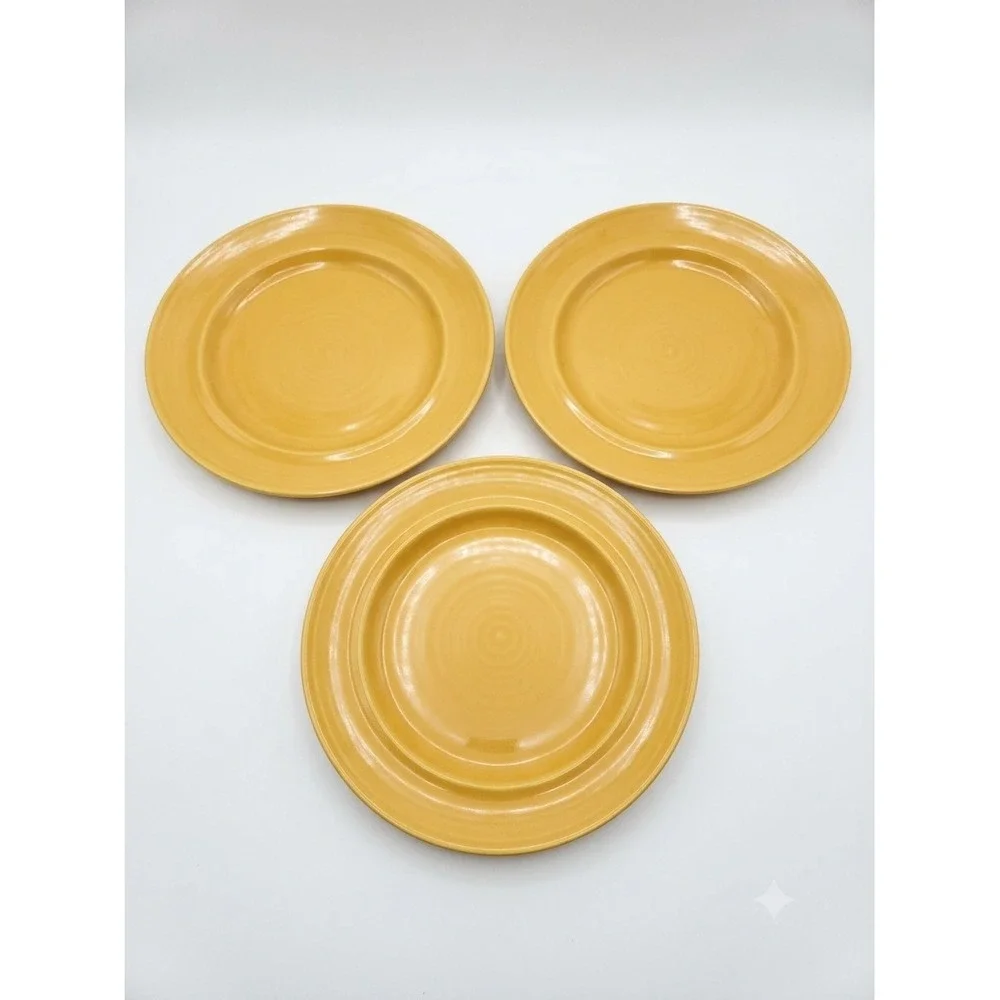 Pier 1 Essential Colours Yellow Salad Plates Set of 3 Vintage Stoneware Japan